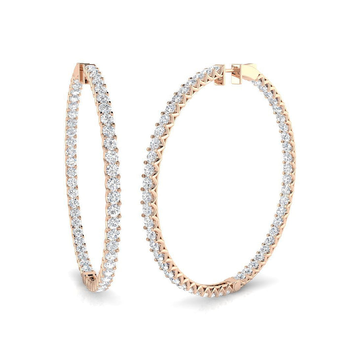 10.00ctw Lab Grown Diamond Claw Set Large Hoop Earrings D/VVS in 14k Rose Gold