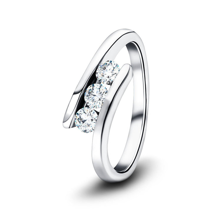 Channel Set Three Stone Lab Grown Diamond Ring 0.33ctw D/VVS in 14k White Gold