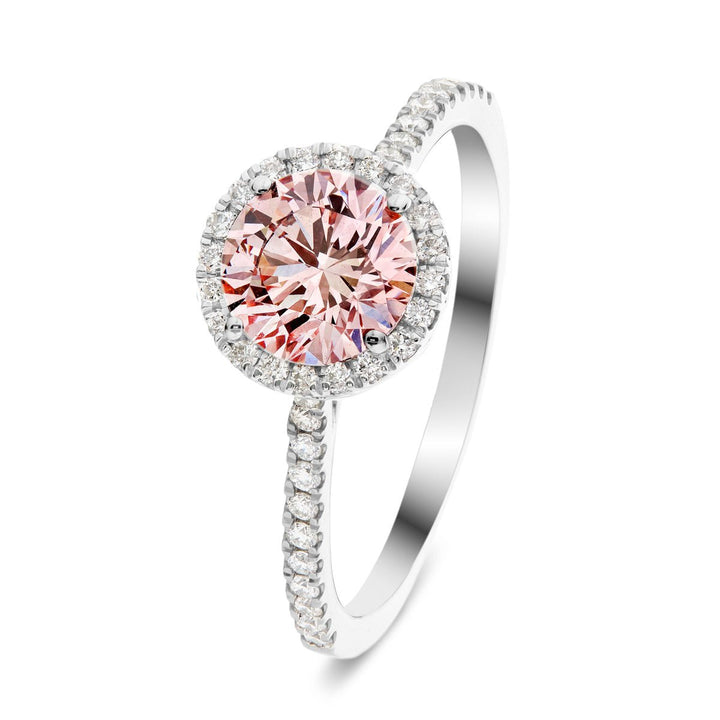 Elsie Pink Lab Grown Round Diamond Halo Engagement Ring 1.75ctw in Platinum