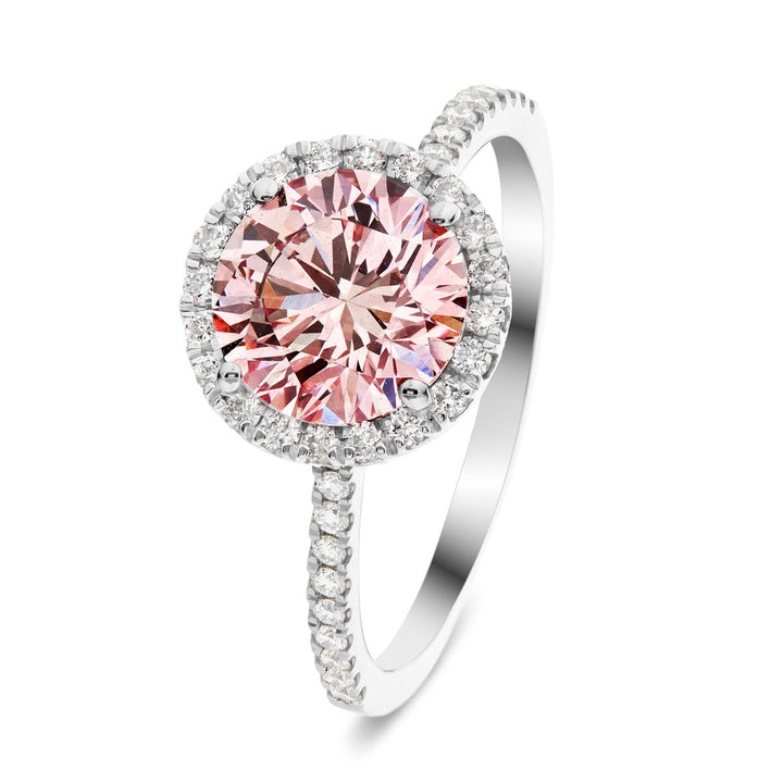 Elsie Pink Lab Grown Round Diamond Halo Engagement Ring 2.50ctw in 18k White Gold