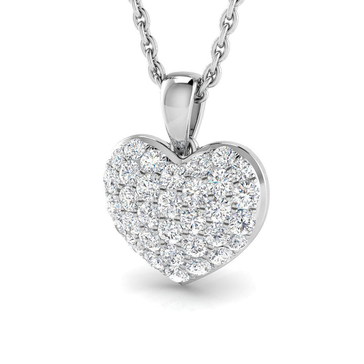 Heart Necklace Pendant Lab Grown Diamond 0.40ctw In 14k White Gold