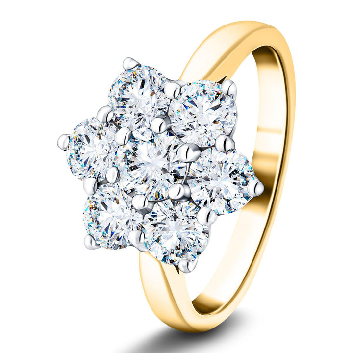 Lab Grown Diamond 2.00ctw Cluster Ring D/VVS Quality in 18k Yellow Gold