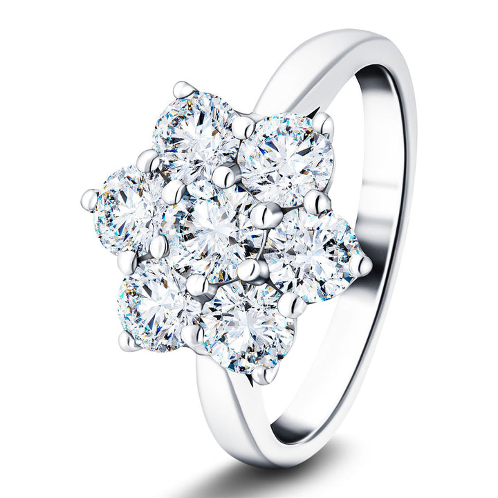 Lab Grown Diamond 3.00ctw Cluster Ring D/VVS Quality in Platinum