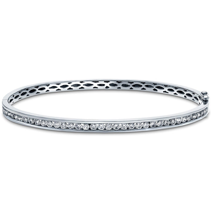 Lab Grown Diamond Channel Set Bangle 3.00ctw in D/VVS 18k White Gold