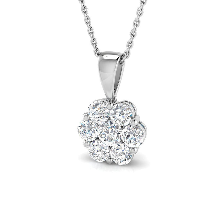 Lab Grown Diamond Cluster Pendant Necklace 1.00ctw D/VVS in 14k White Gold