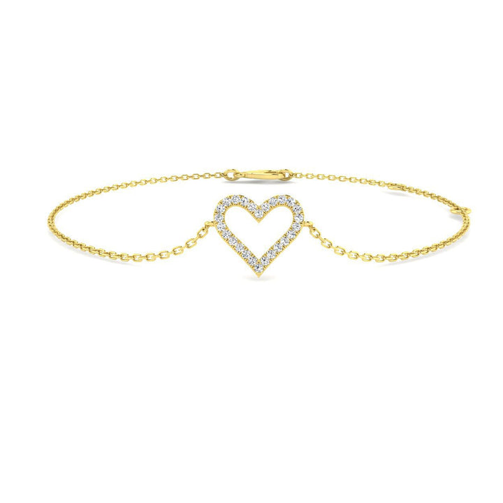 Lab Grown Diamond Heart Bracelet 0.25ctw D/VVS in 18k Yellow Gold