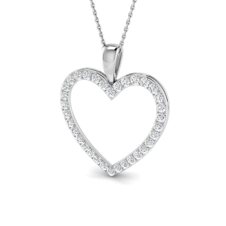 Lab Grown Diamond Heart Pendant Necklace 1.00ctw in 14k White Gold