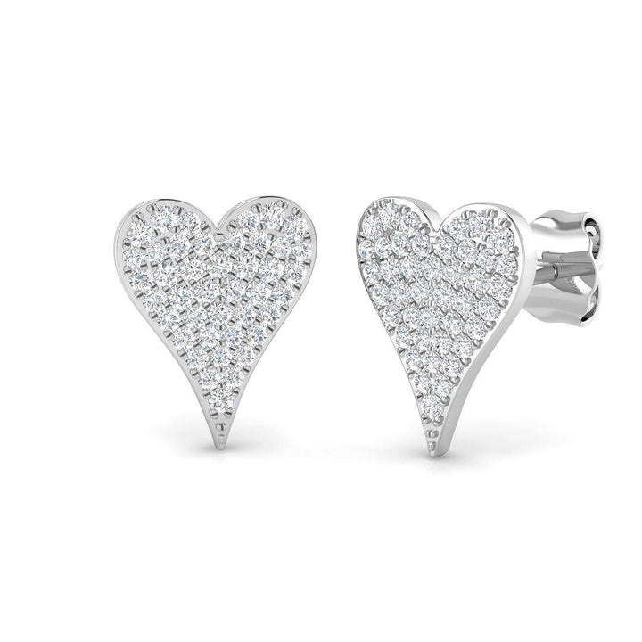 Lab Grown Diamond Pave Heart Earrings 0.30ctw D/VVS in 925 Silver
