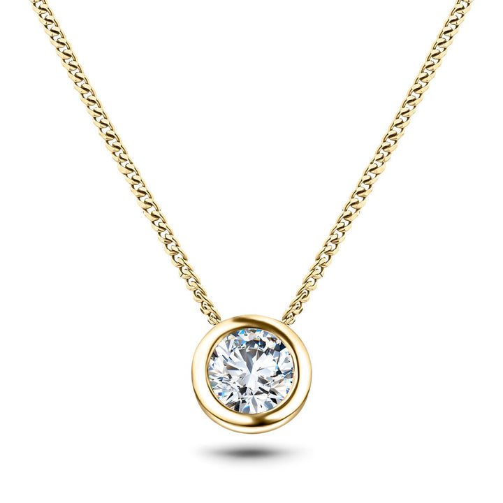 Lab Grown Diamond Solitaire Bezel Necklace Pendant 4.00ctw D/VVS in 18k Yellow Gold