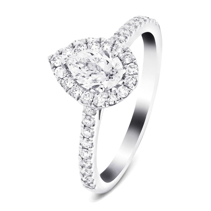 Nancy Lab Grown Diamond Halo Pear Engagement Ring 3.75ctw D/VVS in Platinum