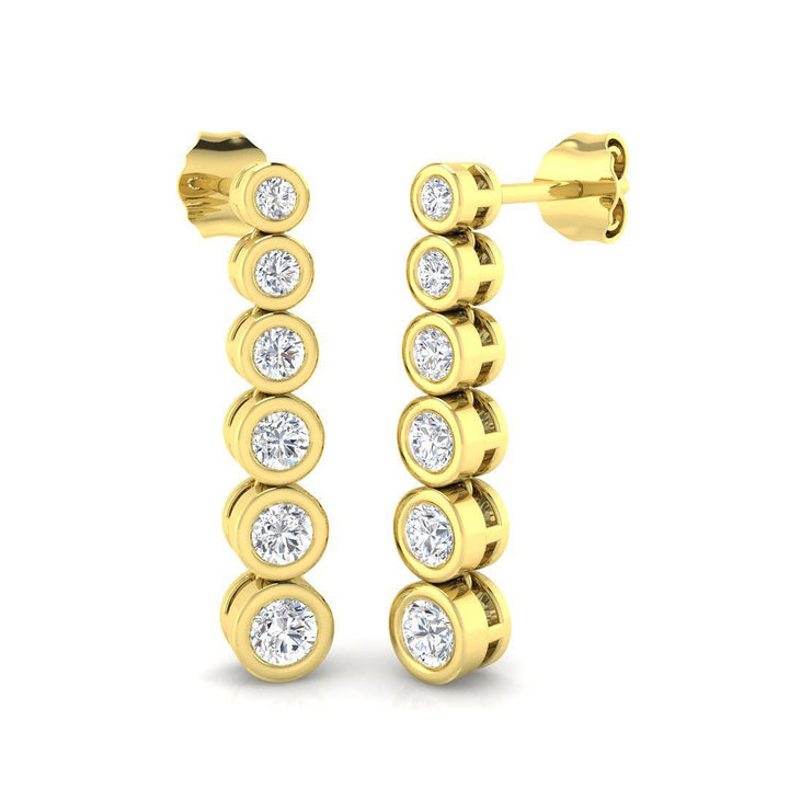 Rub Over Drop Earrings 1.00ctw D/VVS Lab Grown Diamonds in 14k Yellow Gold
