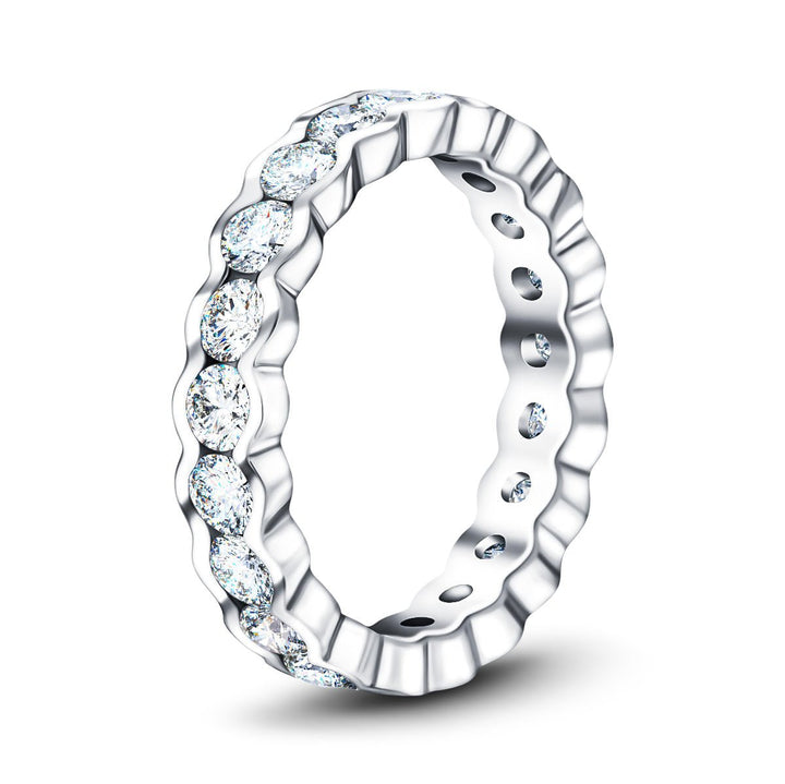 Semi Bezel 2.10ctw Lab Grown Diamond Full Eternity Ring D/VVS in 18k White Gold