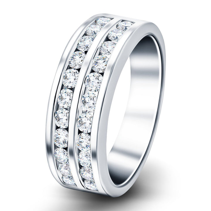 Two Row Channel Set Lab Grown Diamond Half Eternity Ring 1.00ctw D/VVS in Platinum
