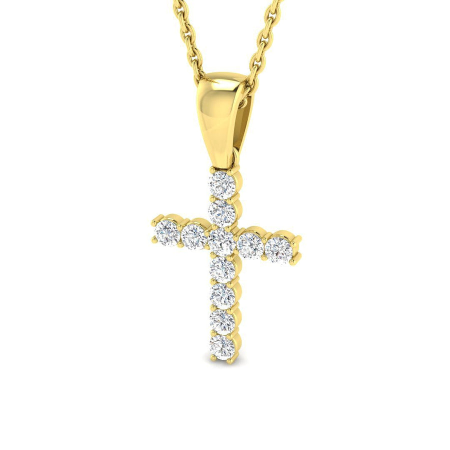 0.25ct Lab Diamond Cross Necklace G/VS Quality in 9k Yellow Gold - After Diamonds