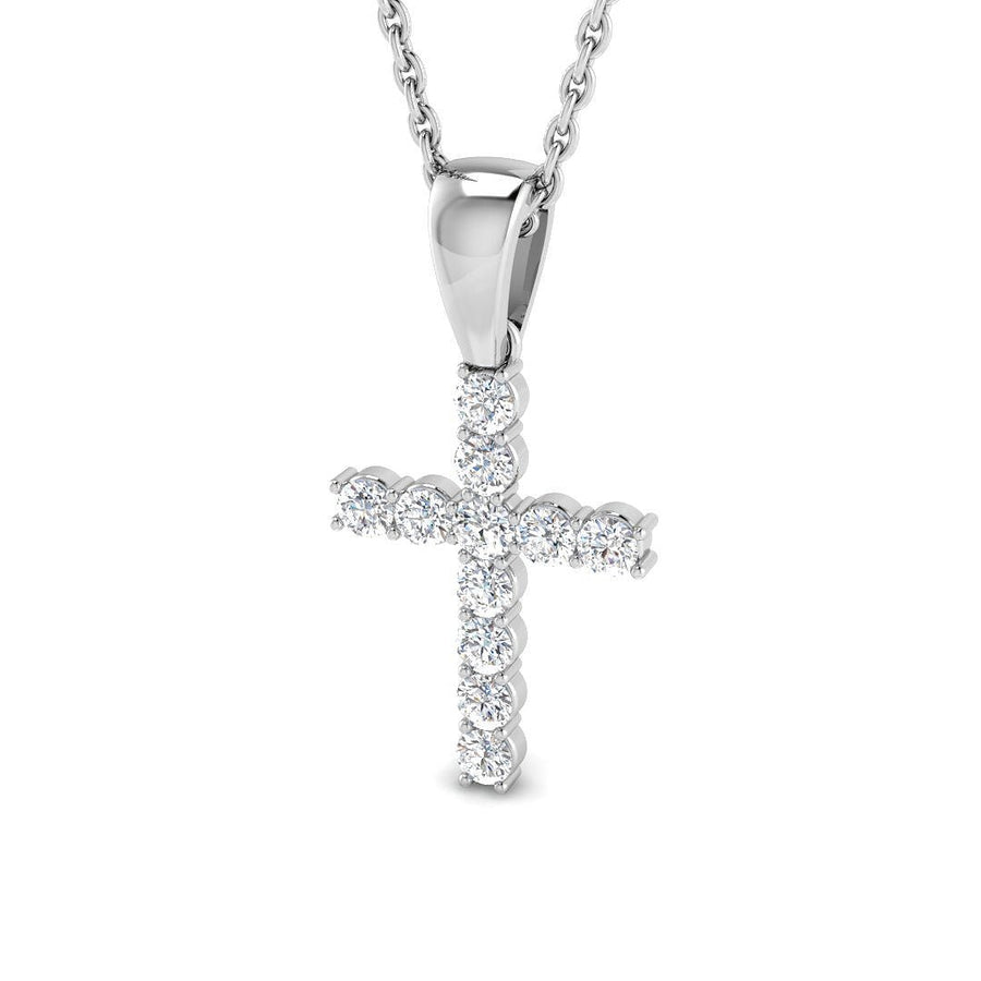 0.25ct Lab Diamond Cross Necklace G/VS Quality in Silver - After Diamonds