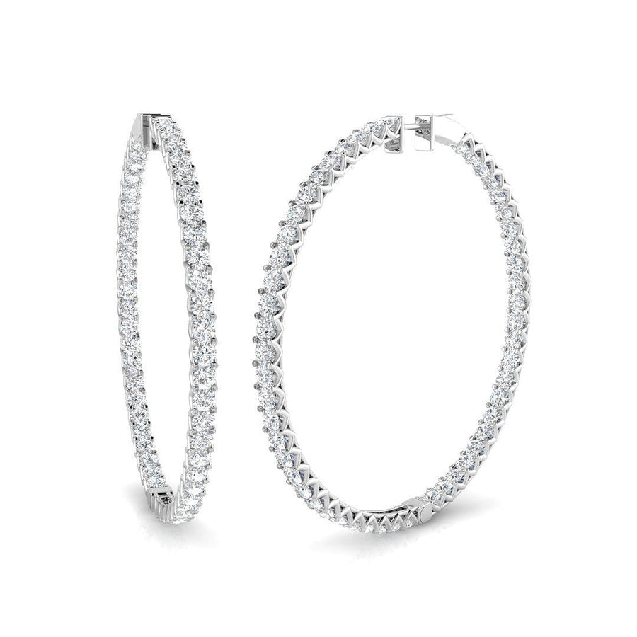 10.00ct Lab Diamond Claw Set Large Hoop Earrings G/VS in 9k White Gold - After Diamonds