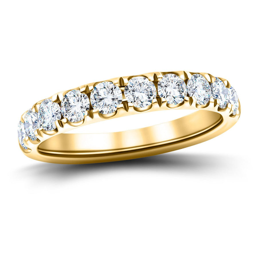 11 Stone Lab Diamond Half Eternity Ring 1.00ct G/VS in 18k Yellow Gold - After Diamonds