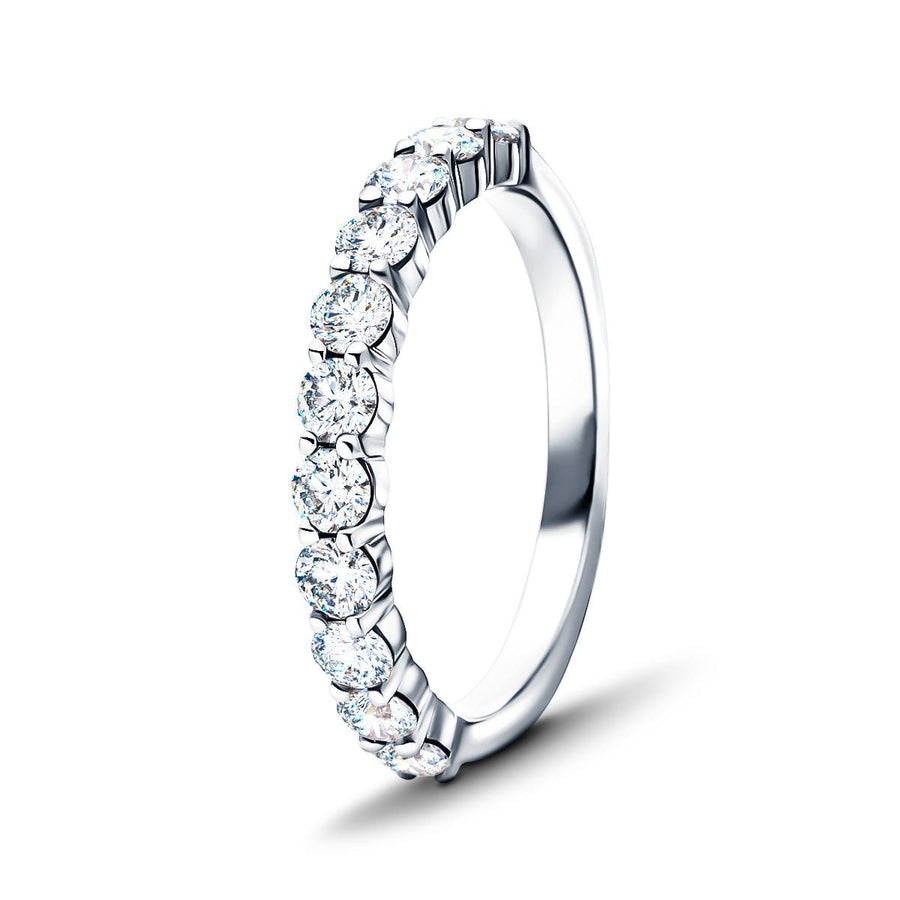 13 Stone Lab Diamond Half Eternity Ring 0.50ct G/VS in 18k White Gold - After Diamonds