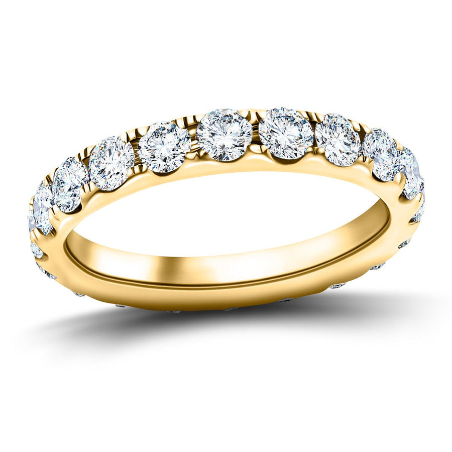 17 Stone Lab Diamond Full Eternity Ring 4.10ct G/VS in 18k Yellow Gold - After Diamonds