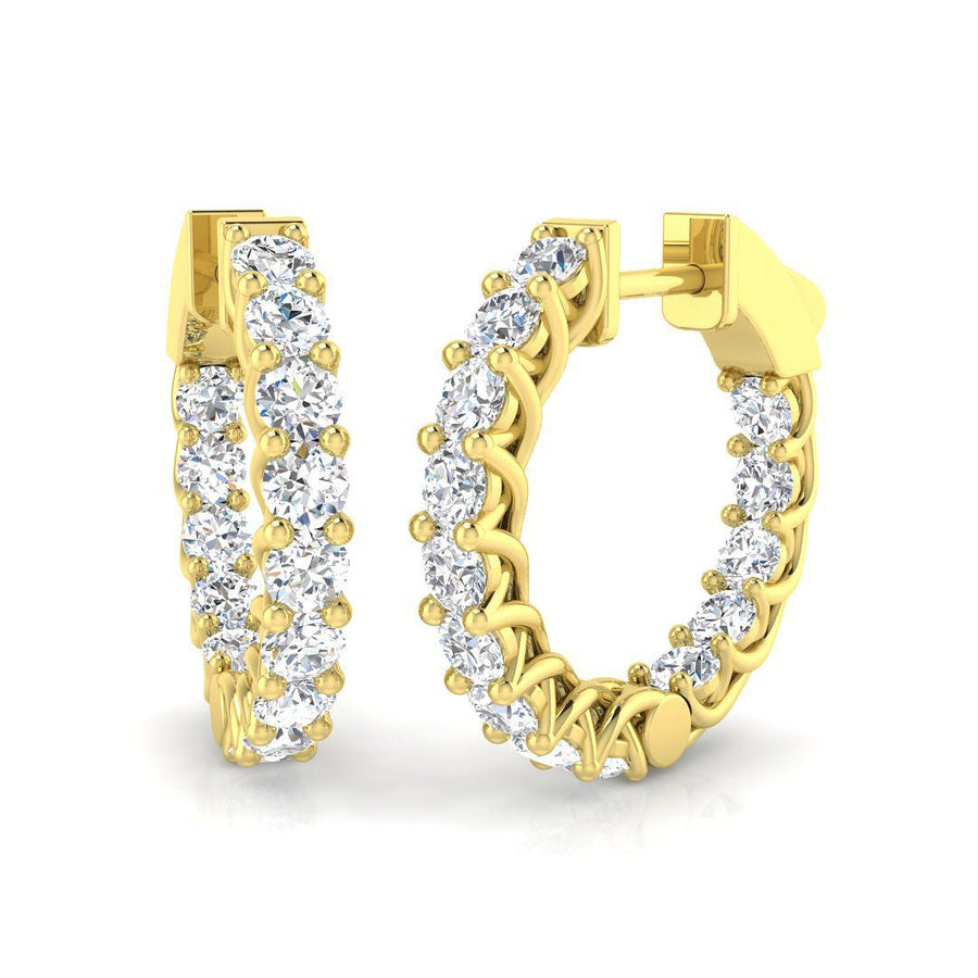 2.00ct Lab Diamond Claw Set Hoop Earrings G/VS in 9k Yellow Gold - After Diamonds