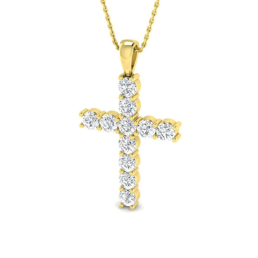 2.00ct Lab Diamond Cross Necklace G/VS Quality in 9k Yellow Gold - After Diamonds
