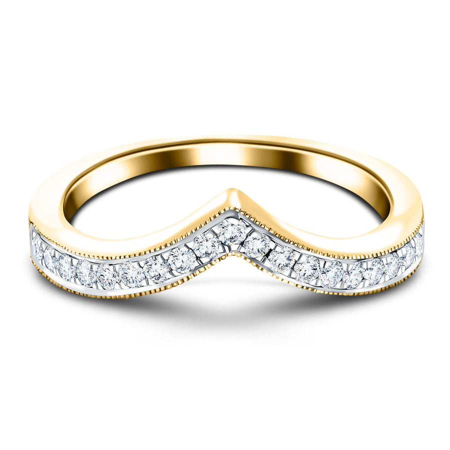 21 Stone Lab Diamond Wishbone Ring 0.10ct G/VS Quality in 9k Yellow Gold - After Diamonds