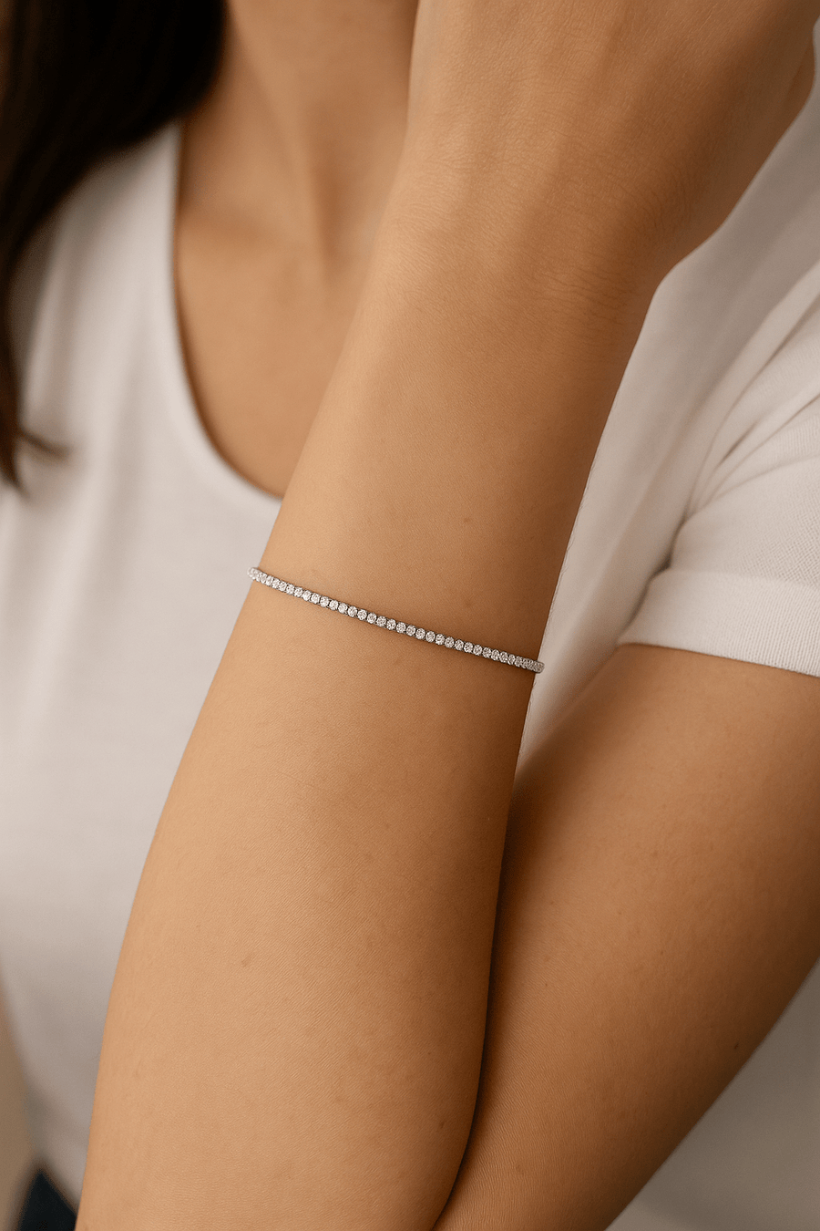 2ct Lab Diamond Tennis Bracelet D/VVS Quality Set in 9k White Gold - After Diamonds
