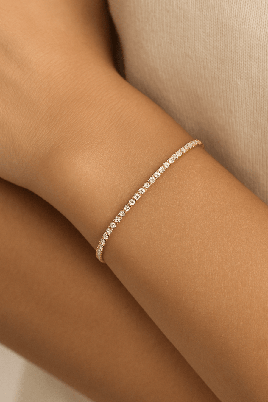 2ct Lab Diamond Tennis Bracelet D/VVS Quality Set in 9k Yellow Gold - After Diamonds