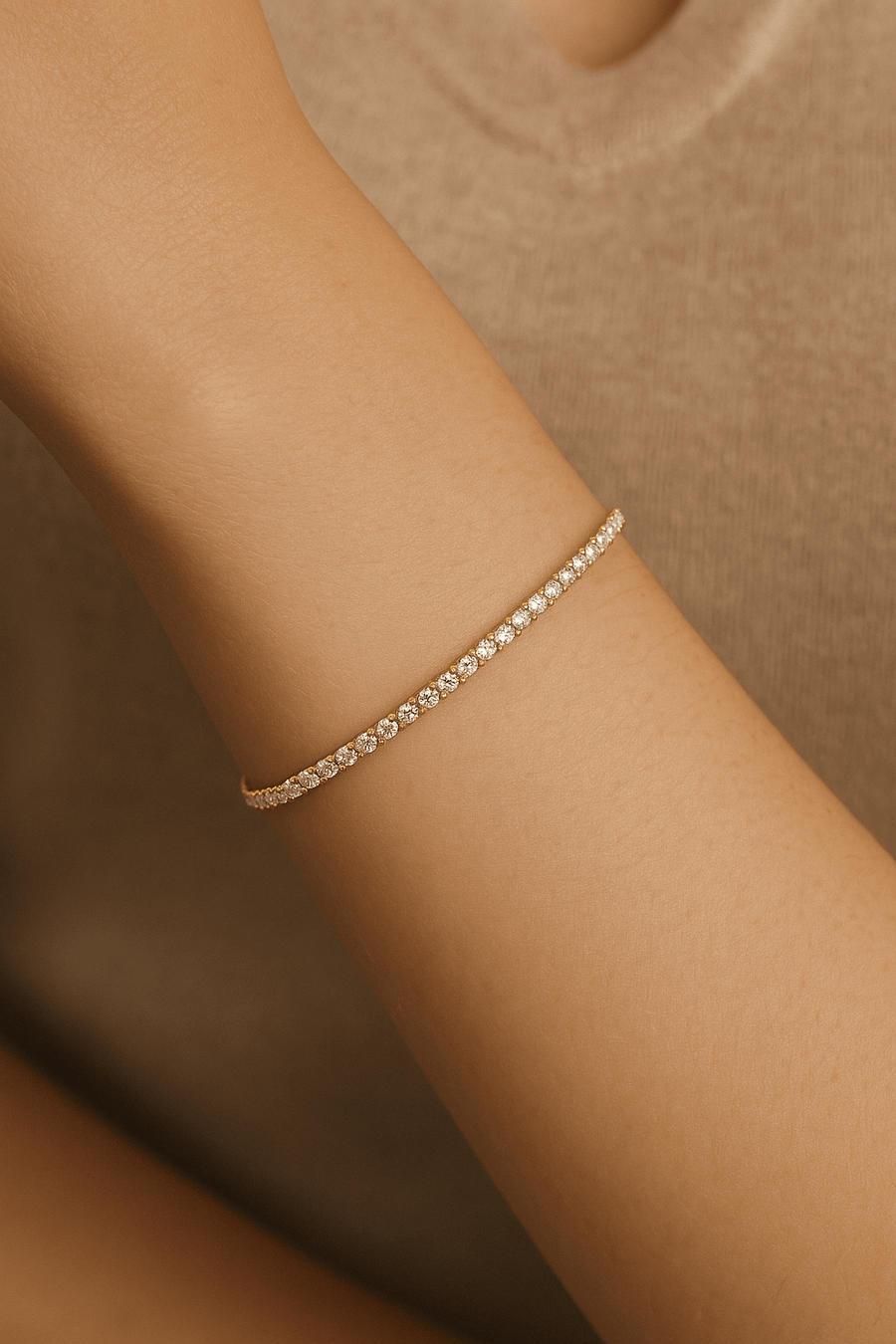 3ct Lab Diamond Tennis Bracelet D/VVS Quality Set in 9k Yellow Gold - After Diamonds