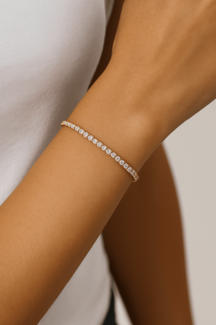 4ct Lab Diamond Tennis Bracelet D/VVS Quality Set in 18k Yellow Gold - After Diamonds