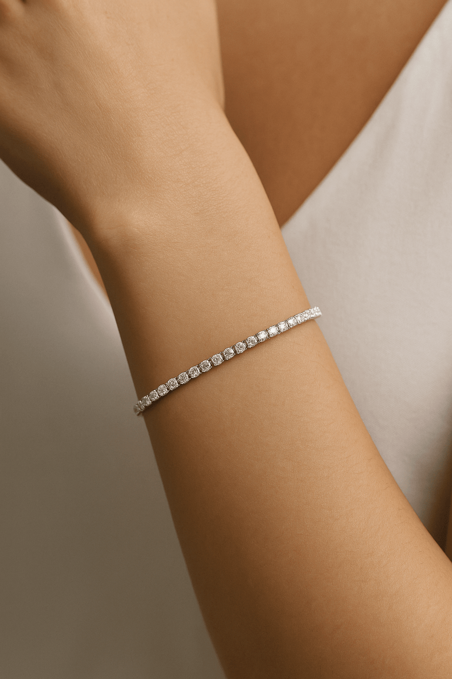 4ct Lab Diamond Tennis Bracelet D/VVS Quality Set in 925 Silver - After Diamonds