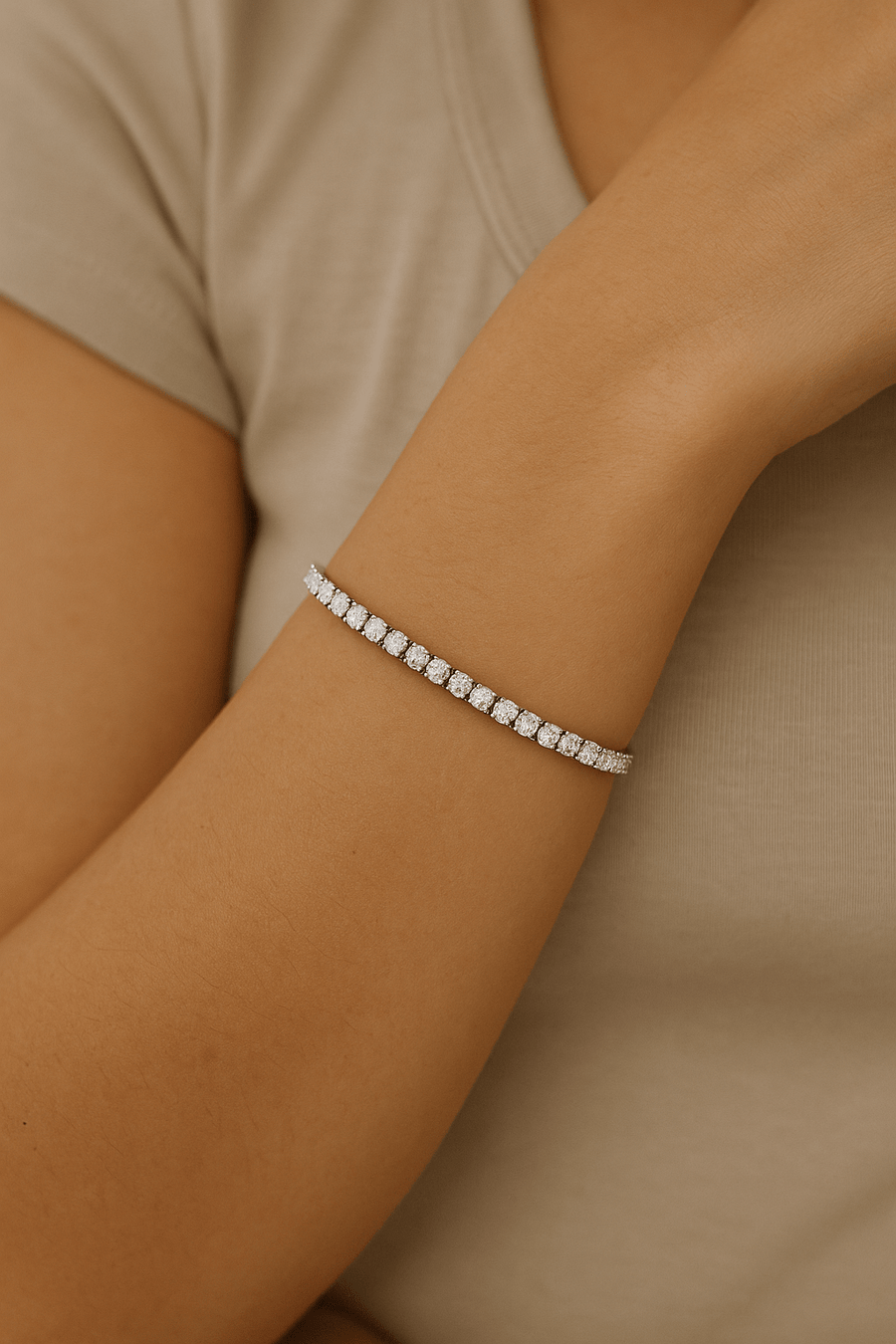6ct Lab Diamond Tennis Bracelet D/VVS Quality Set in 9k White Gold - After Diamonds