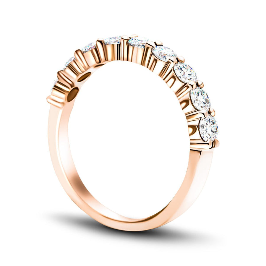 9 Stone Lab Diamond Half Eternity Ring 1.00ct G/VS in 9k Rose Gold - After Diamonds