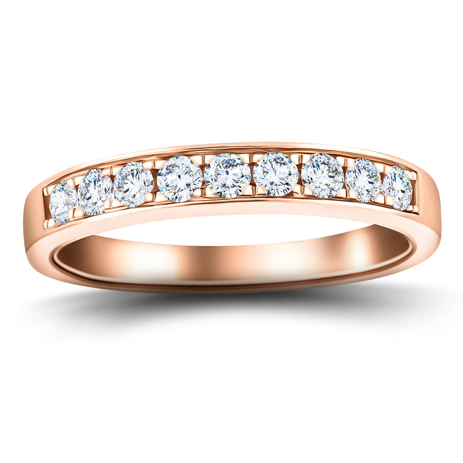 Lab Grown Diamond 9 Stone Half Eternity Ring 0.50ctw D/VVS in 18k Rose Gold