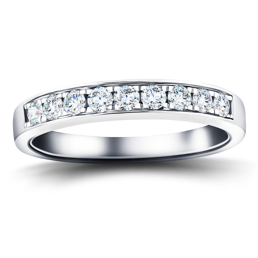 Lab Grown Diamond 9 Stone Half Eternity Ring 0.50ctw D/VVS in 18k White Gold