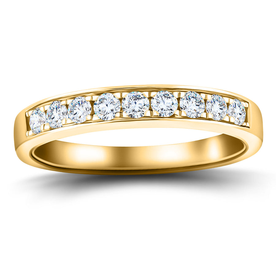 Lab Grown Diamond 9 Stone Half Eternity Ring 0.50ctw D/VVS in 14k Yellow Gold