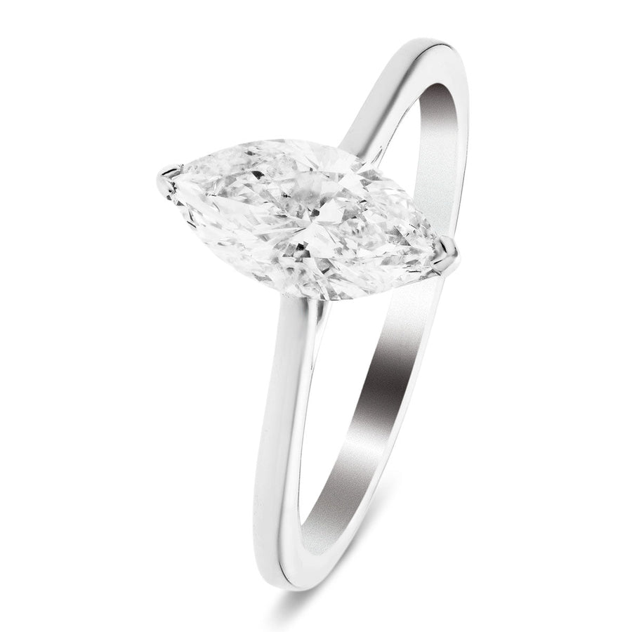 Ava Lab Marquise Diamond Solitaire Engagement Ring 0.50ct D/VVS 18k White Gold - After Diamonds