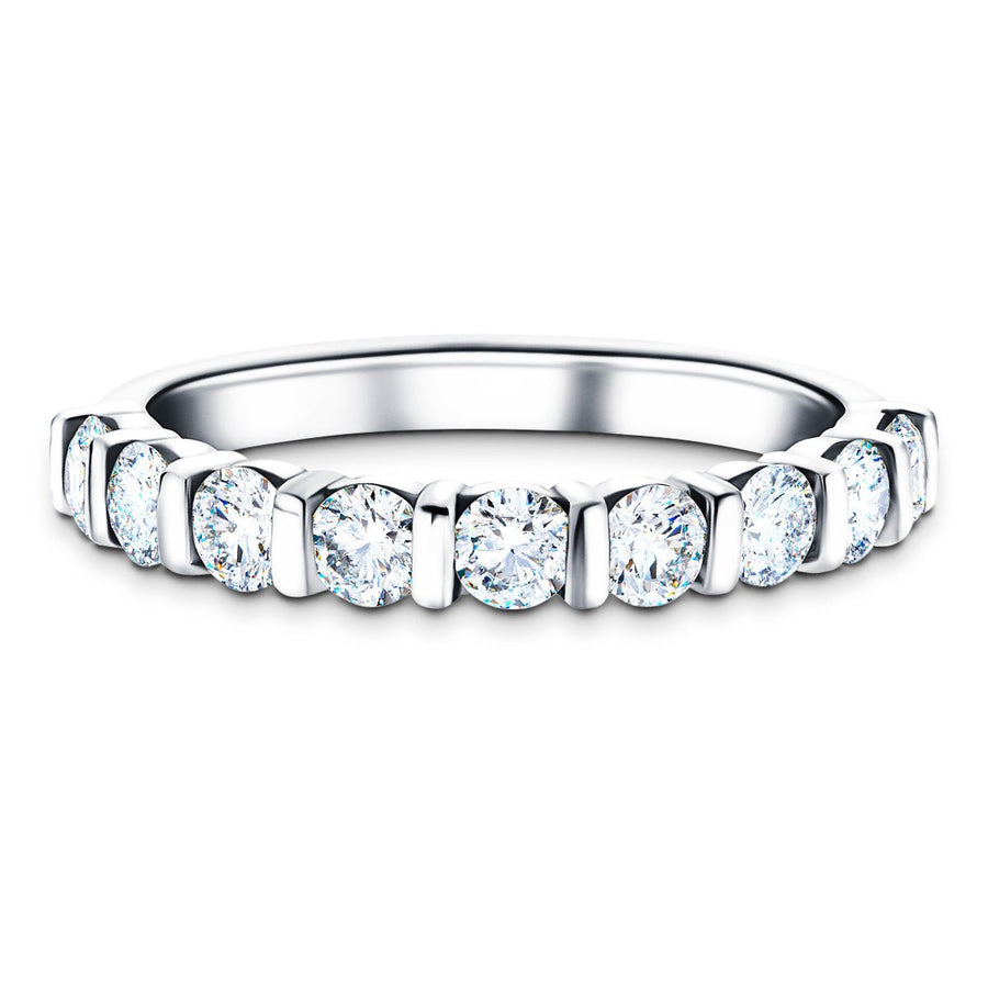 Bar Set Lab Diamond Half Eternity Ring 0.50ct G/VS in 18k White Gold - After Diamonds