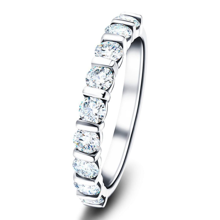 Bar Set Lab Diamond Half Eternity Ring 0.50ct G/VS in Platinum - After Diamonds