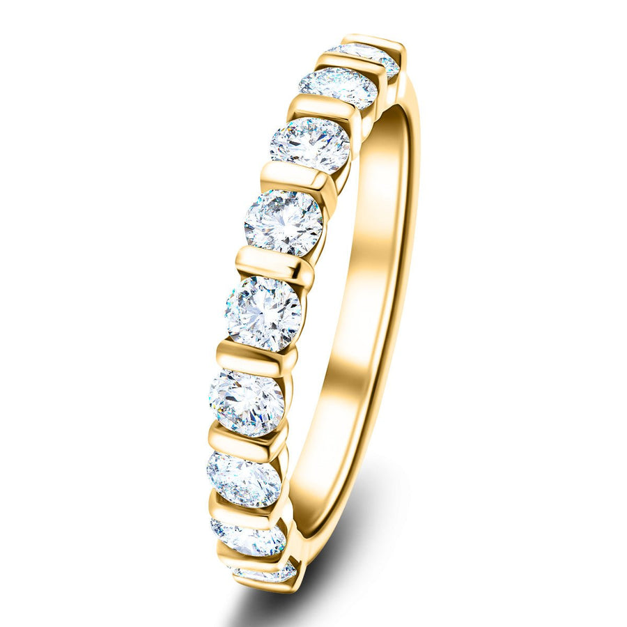 Bar Set Lab Diamond Half Eternity Ring 1.00ct G/VS in 18k Yellow Gold - After Diamonds
