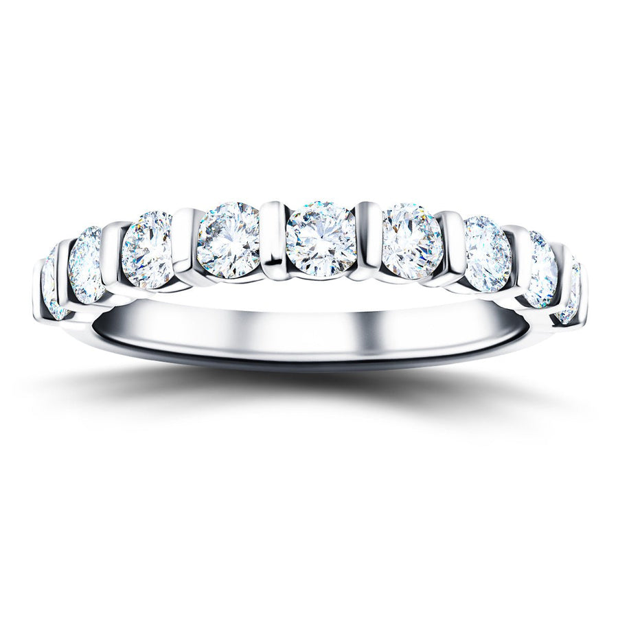 Bar Set Lab Diamond Half Eternity Ring 1.00ct G/VS in Platinum - After Diamonds