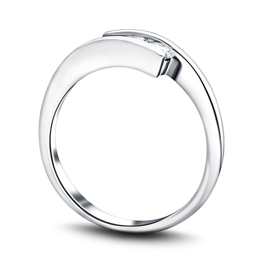 Channel Set Three Stone Lab Diamond Ring 0.33ct G/VS in 18k White Gold - After Diamonds