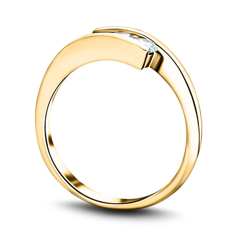 Channel Set Three Stone Lab Diamond Ring 0.33ct G/VS in 9k Yellow Gold - After Diamonds