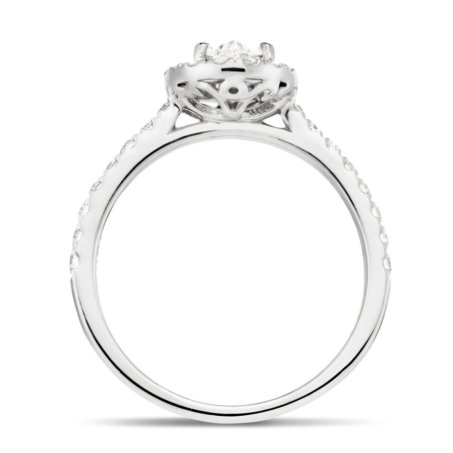 Chloe Lab Diamond Halo Oval Engagement Ring 0.85ct G/VS in 9k White Gold - After Diamonds