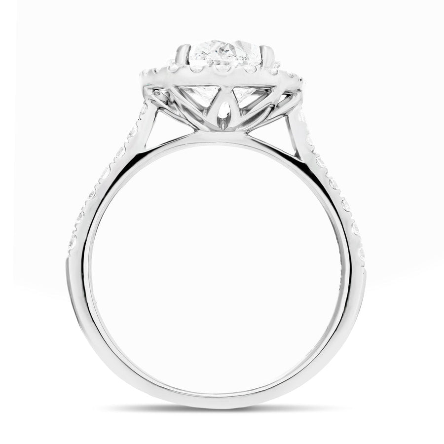 Chloe Lab Diamond Halo Oval Engagement Ring 2.75ct D/VVS in Platinum - After Diamonds