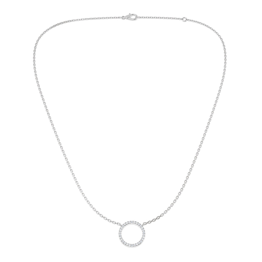 Circle Lab Diamond Necklace 0.10ct in 9k White Gold - After Diamonds