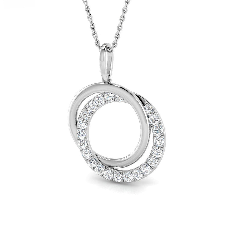 Double Circle Lab Diamond Necklace Pendant 0.55ct in Silver - After Diamonds