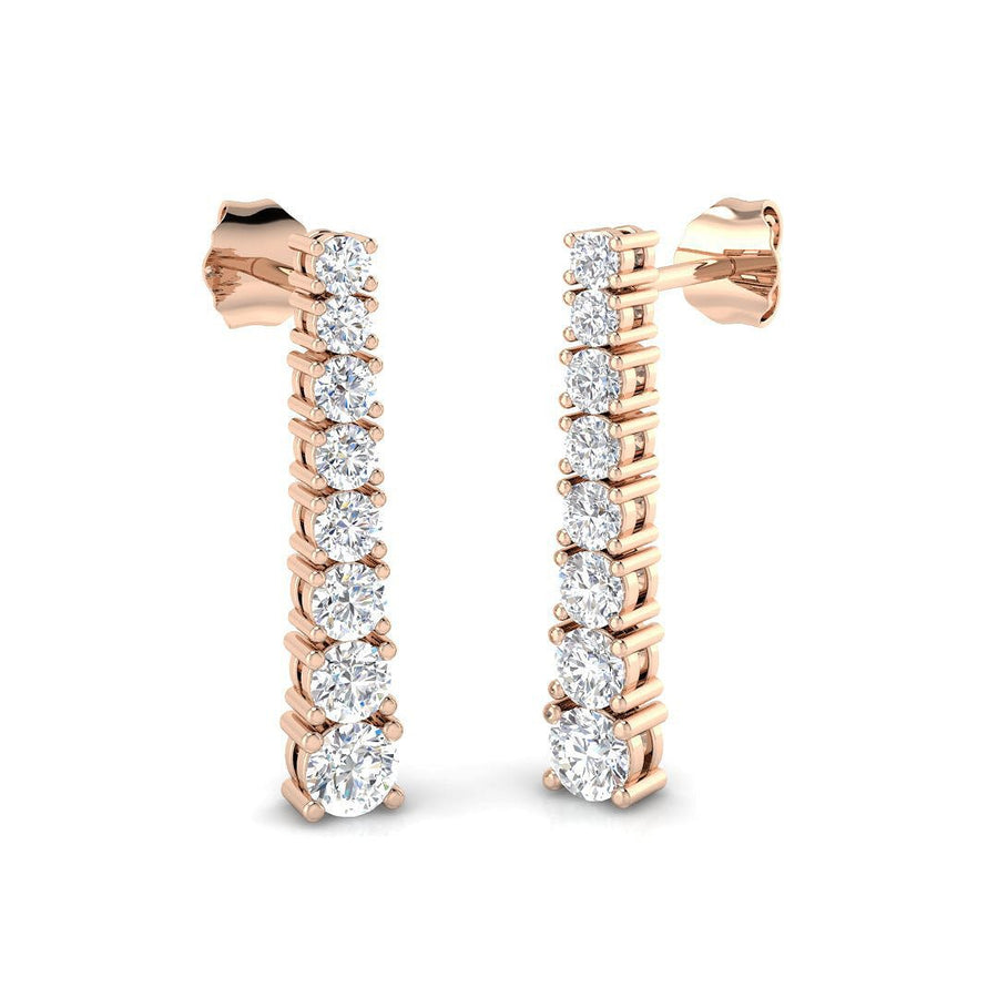 Drop Set Claw Lab Diamond Earrings 1.10ct G/VS in 9k Rose Gold - After Diamonds