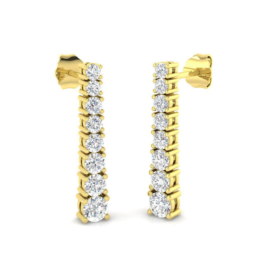 Drop Set Claw Lab Diamond Earrings 1.10ct G/VS in 9k Yellow Gold - After Diamonds