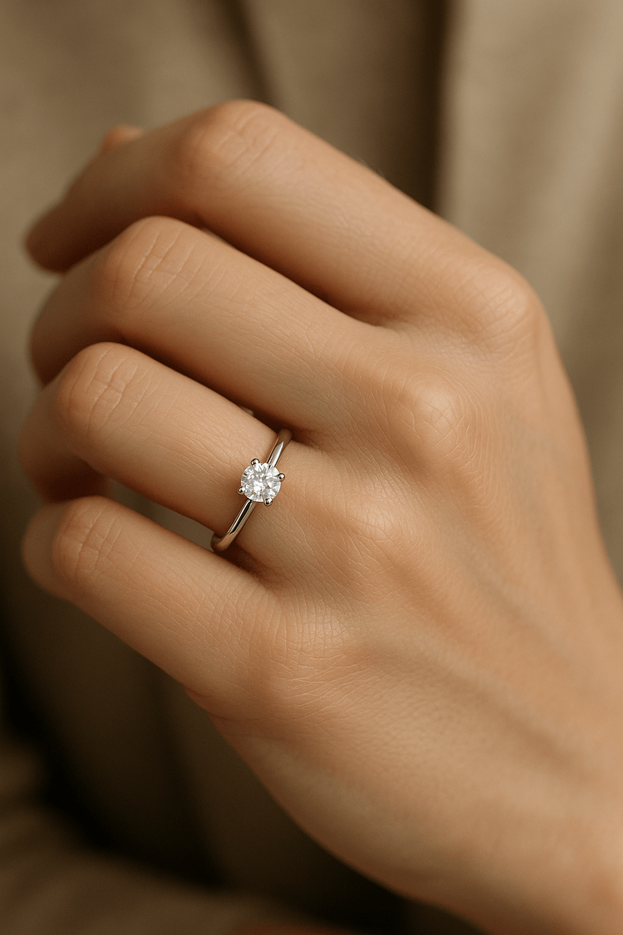 Ella Lab Diamond Solitaire Engagement Ring 0.50ct G/VS 9k White Gold - After Diamonds
